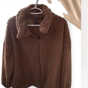 Plush Brown Sherpa Jacket size Large